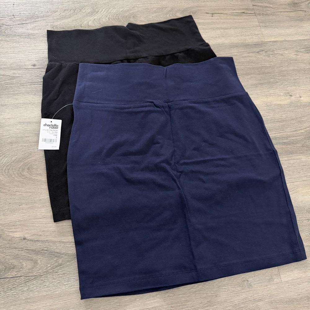Charlotte Russe Navy and Black Stretch Pencil Skirts - 2 Pack